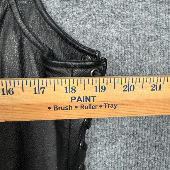 Harley Davidson Size XL Vest Black Moto Motorcycle Genuine Leather Lace Up Side - Picture 9 of 9